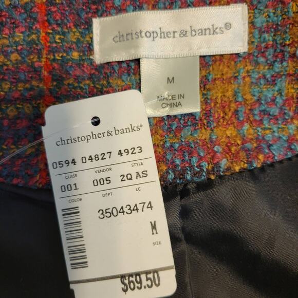 Christopher & Banks Dress Jacket Women's M Multi Tweed Boucle Plaid NEW - Picture 6 of 10